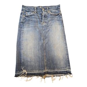 7 For All Mankinkind Distressed Hem Denim Skirt Sz 24